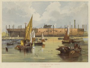 The Great Eastern on the Stocks, set fra floden